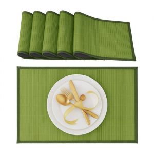 Relaxdays Set de table 6 dessous rectangulaire 45 x 30 cm pour la salle à manger ou la cuisine vert