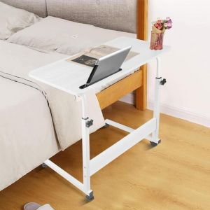 SUPFINE Petit Bureau &agrave; roulettes avec Fente pour Carte pour Ordinateur avec roulettes Table dappoint r&eacute;glable en Hauteur