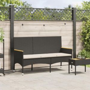 Siège de banc KIMMY Banquette de jardin à 3 places avec coussins noir Résine tressée SHOP17495181