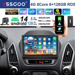 Autoradio Android 9 pouces - ESSGOO - DAB+ - 6+128GO - Hyundai Tucson ix35 2010-2015 - CarPlay - Android Auto
