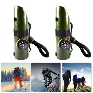 Sifflet de survie - SHIPENOPHY - Lot de 2 - Décibels élevés - Boussole - Thermomètre