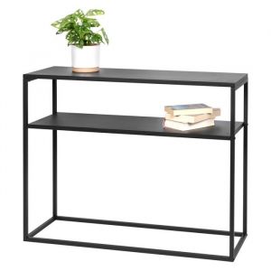 bremermann Table console avec 2 &eacute;tag&egrave;res &eacute;tag&egrave;re sur pied en m&eacute;tal en noir