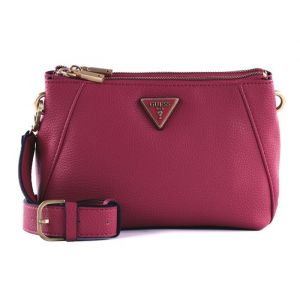 GUESS Sac &agrave; &eacute;paule bandouli&egrave;re rouge clair pour femme - Laryn Large Hobo Double Zip Fuchsia 250945