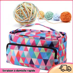 Dilwe Sac de godet de rangement Crochet File Sac &agrave; couture Bo&icirc;te de rangement mercerie tricoter Sac octogonal Sac carr&eacute; color&eacute;