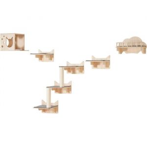 Étagères Murales Pour Chat - SPIELSTABIL - Lot de 5 - Bois de pin - Installation facile - Charge 1814 kg