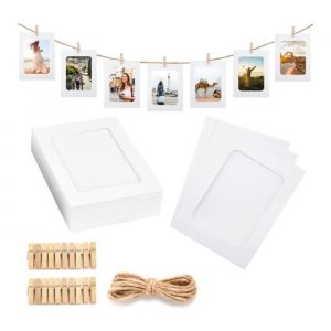 Cadre Photo - DIY - 20 Pi&egrave;ces - Blanc - 11.5x15.5CM - Clips et Cordes Inclus