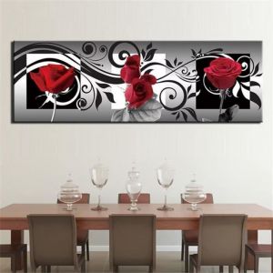 Diamond Painting Noir Rouge Rose Broderie Diamant Peinture Diy 5D Diamant Painting Grand Format 40X80Cm Canevas Kit Comple[u3219]