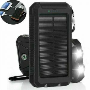 Batterie Externe Solaire 20000mAh &Eacute;tanche avec Double USB LED Power Bank Portable Outdoor