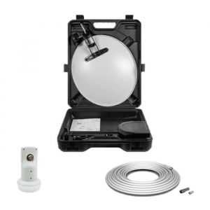 Kit Camping Car - MEGASAT - Parabole Acier 35cm - LNB Single 0.1dB - C&acirc;ble Coaxial 10m - HD