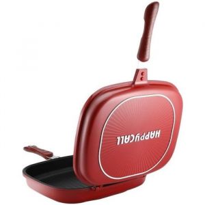Poêle à Frire Grill Double Face Antiadhésive Home Grill Flip Pan Poêle à Crêpes 32 CM - Rouge