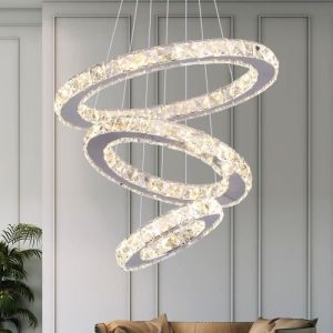 3 Anneau Lustre Salon Éclairage K9 Cristal Led Éclairage À La Maison 20 * 30 * 40 CM Lumière Jaune Chaud