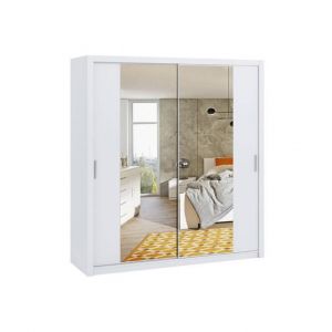 Armoire de chambre - Providence - G108 - Portes glissantes - Miroir - Blanc