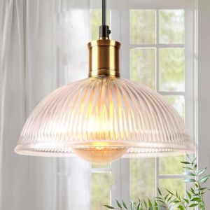 1 x Suspension Luminaire Industriel Vintage Lustre en Verre &Oslash;21.5CM Abat-jour Transparent Suspendue Eclairage Chambre - SMOTOP