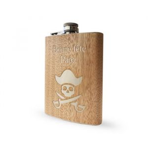 Flasque alcool 230ml Bois Mabouteille&reg; - Flasque a alcool personnalisable gravure laser pour pr&eacute;nom logo&hellip; [Flasque a whisky]