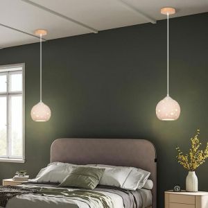 iDEGU Lot de 2 Moderne Lustre Suspension Lampe Luminaire en Céramique Abat-jour Design Planète Plafonnier Vintage pour Salon