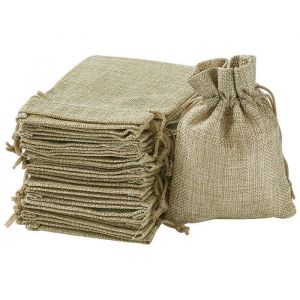 Sac Jute Pochette en Lin 100 PCS Sachets Cadeaux pour Mariage Dragees Bijoux 135 x 95 cm YYV