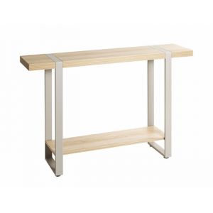 Table console meuble dentrée coloris Chêne naturel et métal gris - Longueur 120 x Profondeur 30 x Hauteur 82 cm