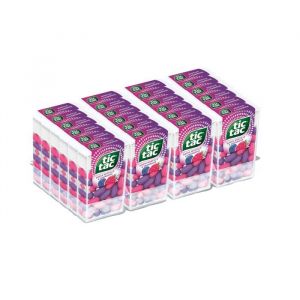 TicTac Goûts Framboise et Myrtille - Bonbons sucrés aux fruits - Format de Poche - 24 boites x 18g