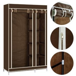 Armoire penderie souple - Ayun pa. - XL 110 x 45 x 178 cm - Marron - Métal - Contemporain