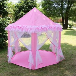 Tente de jeu enfant ch&acirc;teau princesse Disney - forme hexagonale - rose - 135cm x 140cm
