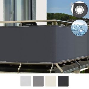 Sol Royal Brise Vue Balcon 90x300 cm Anthracite avec Œillets, Cordons, Résiste à l'eau Intempéries 160 g/m² PES SolVision PB2