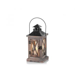 Bougeoir Lanterne Bougeoir Lanterne Vintage Lanterne D&eacute;corative en Bois M&eacute;tal Support de Lanterne pour Ext&eacute;rieur Campagne Mariage