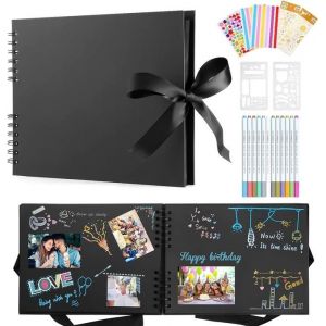 Album Photo Scrapbooking Diy - Traditionnel Scrapbook Livre Souvenirs Albums - 80 Pages Noir - Cadeaux Pour Enfant Mariage Voyage