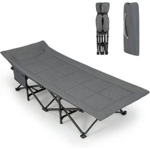 GOPLUS Lit Pliant à Roulettes 190x68,5x48,5CM Charge 204KG-Lit d'Appoint avec Matelas en Mousse 10CM-Cadre Fort en Acier Gris