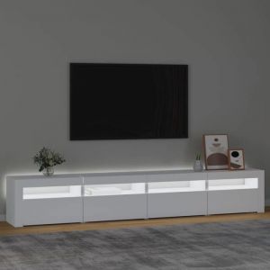 Bon plan Meuble TV/ Table HiFi - JILI HOT - avec lumi&egrave;res LED Blanc 240x35x40cm Thome6017944
