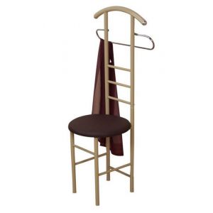 Chaise de chambre / valet de nuit portant en acier beige et similicuir marron MED05103