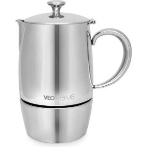 Cafetière Italienne Inox Incassable - VEOHOME - 6 Tasses Expresso 300ml - Compatible Induction Gaz Céramique
