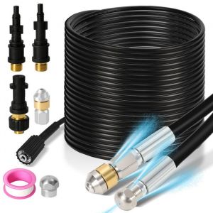 Joparri Tuyau déboucheur 30m 2 embouts nettoyeur haute pression compatible Kärcher déboucheur canalisation tuyau de