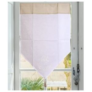 Autrefois Brise bise et Enrouleur 60 x 90 cm Lin Venise Lin brodé Voilage Broderie Style Charme Petit Rideau Fin