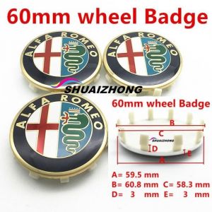 Moyeux de roueCentre de roue Alfa Romeo 60mm 56mm 50mm 4 pi&egrave;ces couvercle autocollant anti-poussi&egrave;re avec - Type 60mm Golden -A
