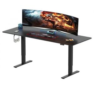 SANODESK Gaming Bureau Assis Debout &Eacute;lectrique 200 * 80CM Table Ergonomique avec Crochet pour Gaming Etudes Travail Standing Desk