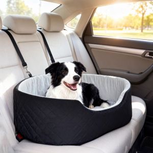 Si&egrave;ge auto pour chien avec ceinture de s&eacute;curit&eacute; et fixation si&egrave;ge de voiture pour chien rembourr&eacute; 77 x 43 x 28 cm noir