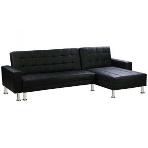 Canapé dangle convertible et réversible Theo - 258 x 82/147 x 82 cm - 4 places - Noir