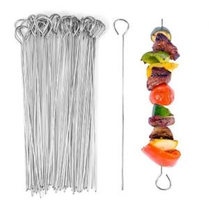 50 Pices Pique a Brochette en Acier 20cmBrochettes pour BarbecuePique a Brochette InoxPique a Brochette en Mtal pour Label