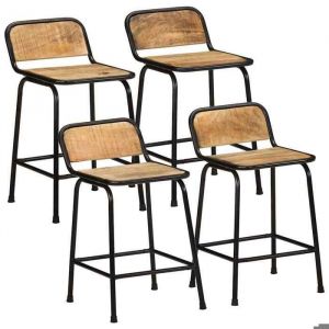 vidaXL Tabourets de bar lot de 4 bois massif manguier brut chaise chaise de bar de cuisine chaise de bistrot chaise de 4013535