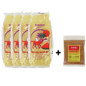 Semoule de bl&eacute; dur de qualit&eacute; sup&eacute;rieure 1KG - Grain de taille Moyenne - Epices pour couscous offertes - Marque L&eacute;gumor - 4 sachets