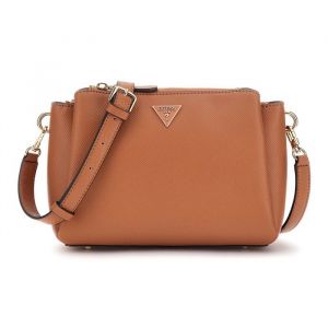 GUESS Sac &agrave; &eacute;paule bandouli&egrave;re marron pour femme - Noelle II Tri Comp Crossbody Bag Light Cognac 310960