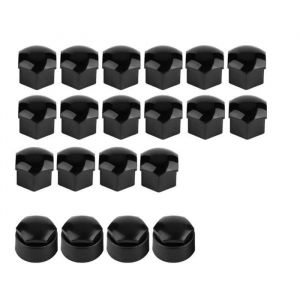 Akozon Cache-écrou de roue 17mm 20 pcs 17mm Capuchons de Protection Couvercle dÉcrou de Roue Voiture pour Audi Noir