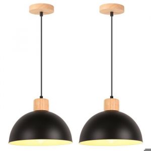 iDEGU 2pcs Moderne Suspension Luminaire Industriel 25cm Lustre Vintage Abat-jour en Demi - cercle Plafonnier pour Salon Chambre