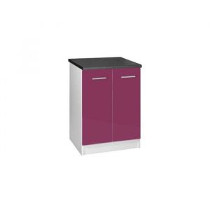 Meuble cuisine bas 60 cm 2 portes TARA aubergine