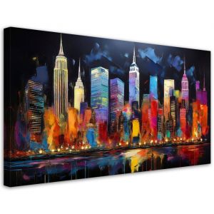 tableau mural Architecture colorée de la ville de New York toile de haute qualité grande décoration murale 120x60 cm