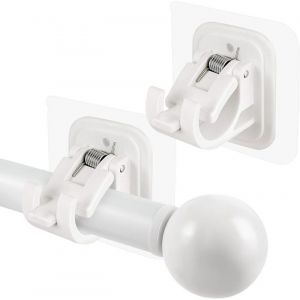 2 crochets adh&eacute;sifs pour tringle &agrave; rideaux fixations pour barre transversale de rideau de porte sans per&ccedil;age r&eacute;glables (blanc)