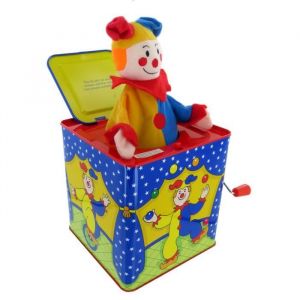 Diable en boîte - diable à ressort - Jack in the box - Jack-in-the-box avec bouffon dans boîte à musique à manivelle en métal