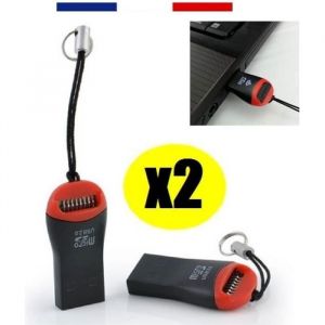 LOT DE 2 x LECTEUR ADAPTATEUR CLÉ USB 2.0 POUR CARTE MÉMOIRE MICRO-SD/HC JUSQUÀ 32GO / 32GB