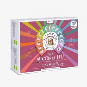 2 Marmottes - Au Coin du Feu 90 Sachets - 12 Herbal teas and 3 Teas - Cocooning unconditional Au Co COFFRET CADEAU BIEN-ETRE A TEL