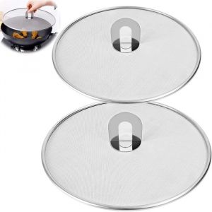 2 Pi&egrave;ces Couvercle Anti Projection Couvercle Poele Anti Eclaboussure &Eacute;cran Anti-Projections de Graisse pour Po&ecirc;le(33cm 29cm)